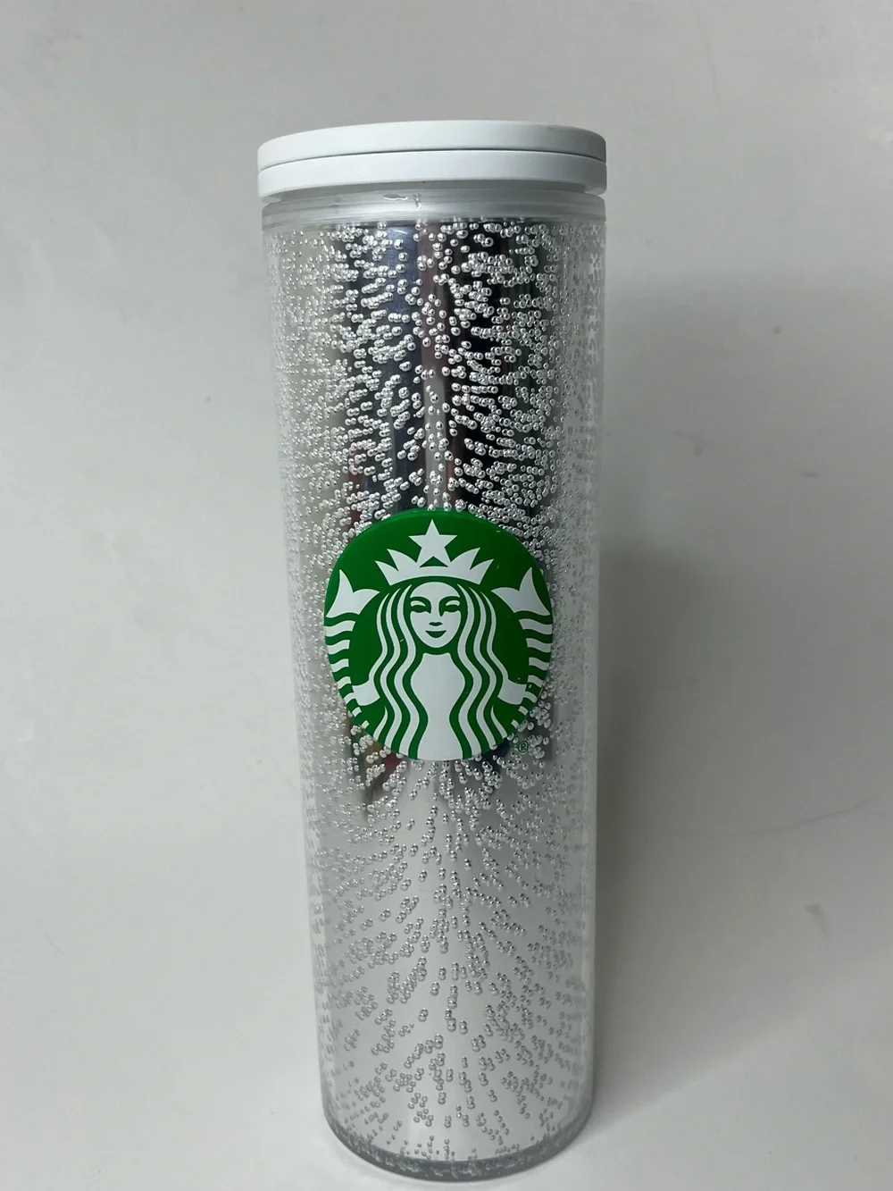Starbucks 2020 Holiday 16oz Platinum Silver Champagne Bubble Tumbler Travel Mug